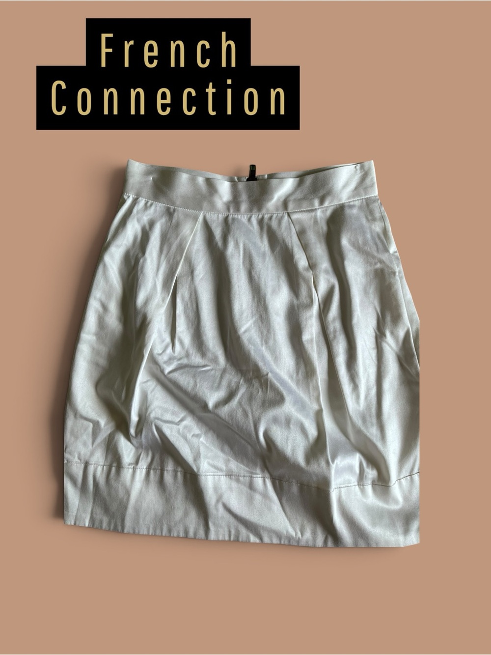 French Connection Ivory Pleated Pencil Skirt Size 0